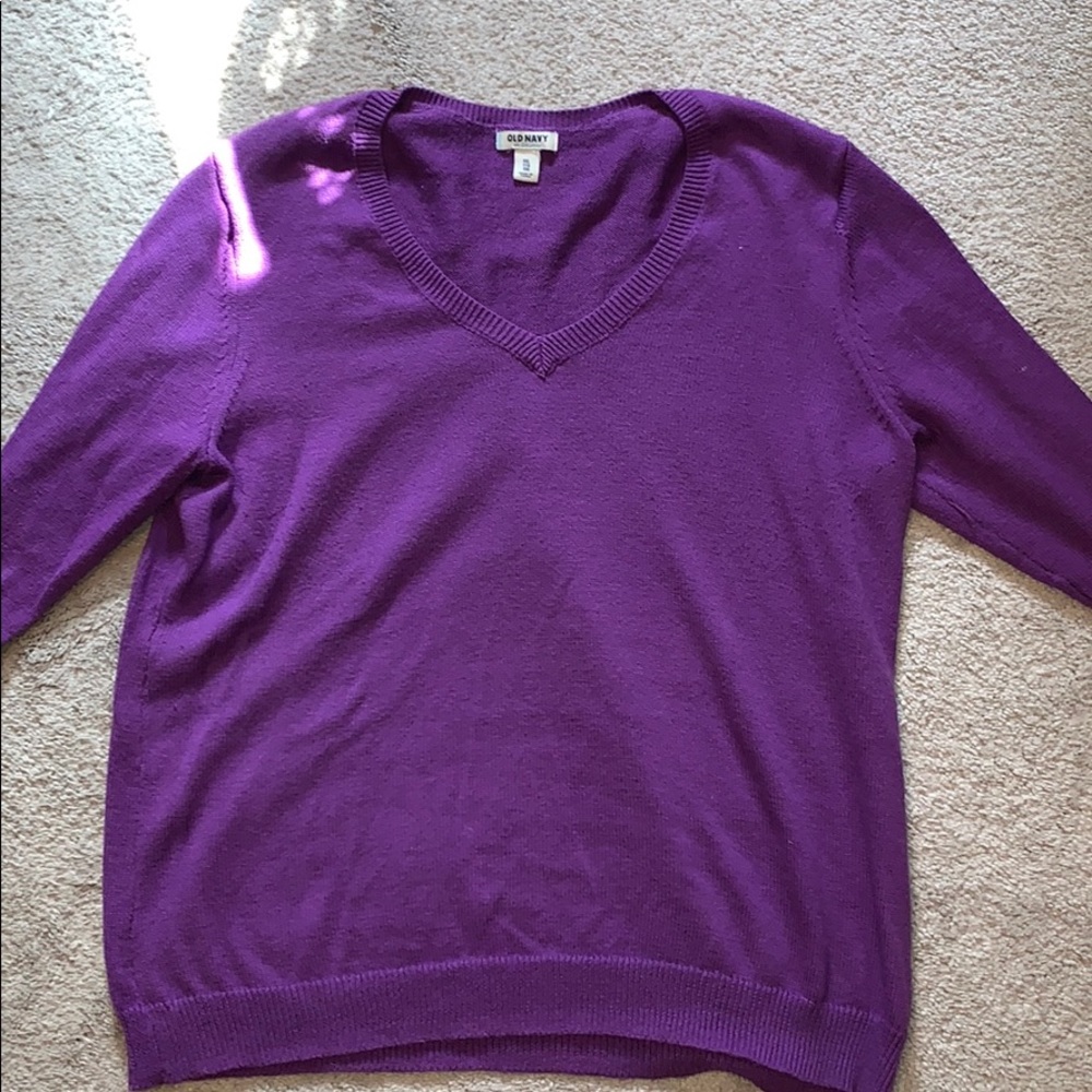 Purple V neck sweater from Old Navy, lightly worn